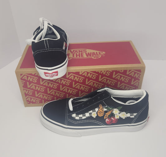Vans old skool checkered floral embroidered